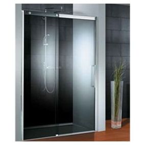 Porte de douche coulissante gauche l.140 x H.200 cm, verre transparent, profilé chromé, Schulte MasterClass
