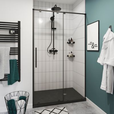 Porte de douche coulissante GoodHome Ezili transparent profilé noir 100 cm