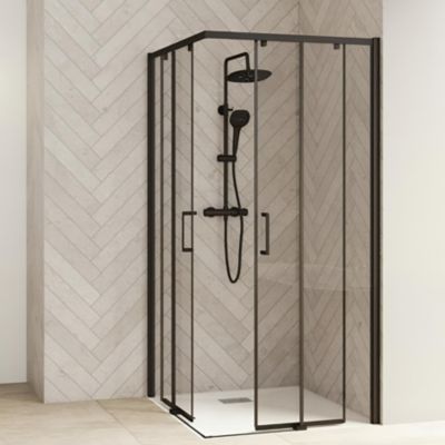 Porte de douche coulissante Kinedo SMART Design droite (à coupler avec la gauche) L1,20m H2,05m noir droite