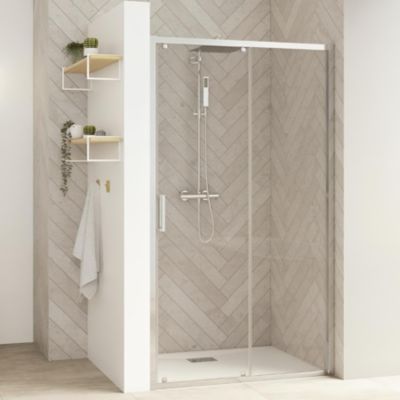 Porte de douche coulissante Kinedo SMART Design L1,40m H2,05m verre 6mm anti calcaire transparent