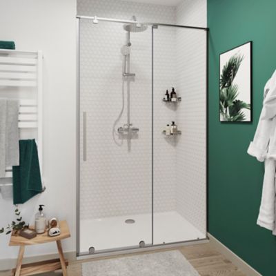 Barrière d'eau de douche en silicone pour salle humide et salle de bain,  barrière de douche et système de fixation, bande de barrière d'eau de  douche 50 cm (transparent 50 cm) 