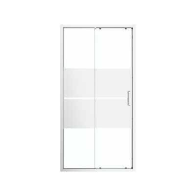 Porte de douche coulissante l.120 x H.195 cm, bandes miroir, profilés alu chrome, GoodHome Ledava