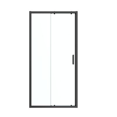 Porte de douche coulissante l.120 x H.195 cm, profilés aluminium noir, GoodHome Ledava