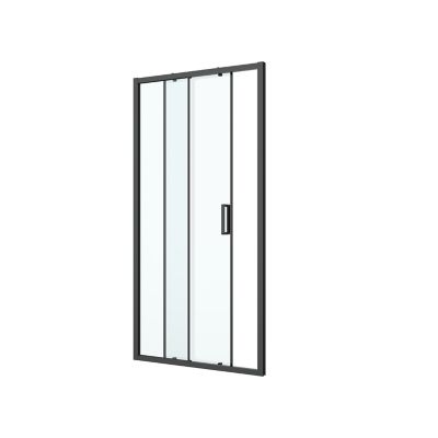 Porte de douche coulissante l.120 x H.195 cm, profilés aluminium noir, GoodHome Ledava