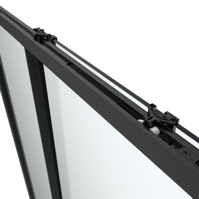 Porte de douche coulissante l.120 x H.195 cm, profilés aluminium noir, GoodHome Ledava