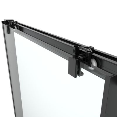 Porte de douche coulissante l.120 x H.195 cm, profilés aluminium noir, GoodHome Ledava