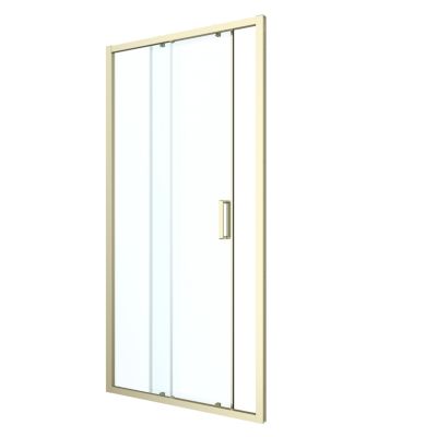 Porte de douche coulissante l.120 x H.195 cm, verre transparent, profilés aluminium finition doré brossé, GoodHome Ledava