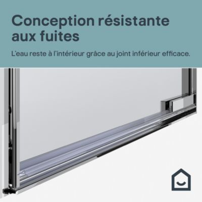 Porte de douche coulissante l.120 x H.195 cm, verre transparent, profilés chromé, GoodHome Evanna