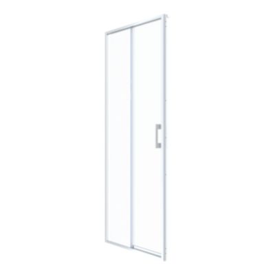 Porte de douche coulissante l.120 x H.195 cm, verre transparent, profilés chromé, GoodHome Evanna
