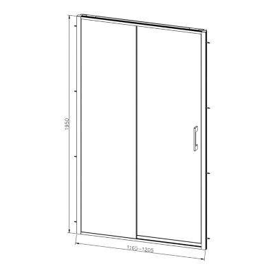 Porte de douche coulissante l.120 x H.195 cm, verre transparent, profilés chromé, GoodHome Evanna