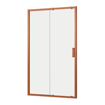 Porte de douche coulissante l.120 x H.195 cm, verre transparent, profilés cuivré, GoodHome Ledava