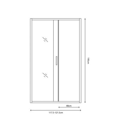 Porte de douche coulissante l.120 x H.195 cm, verre transparent, profilés cuivré, GoodHome Ledava