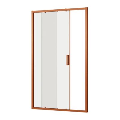 Porte de douche coulissante l.120 x H.195 cm, verre transparent, profilés cuivré, GoodHome Ledava