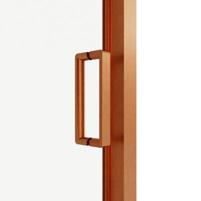 Porte de douche coulissante l.120 x H.195 cm, verre transparent, profilés cuivré, GoodHome Ledava