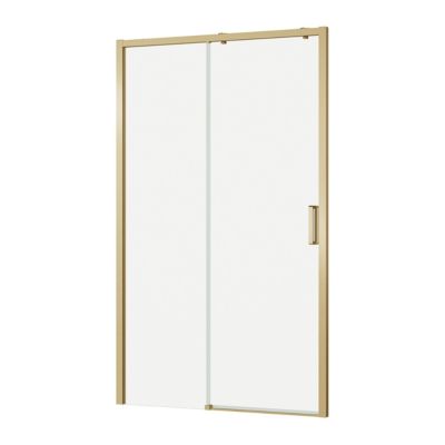 Porte de douche coulissante l.120 x H.195 cm, verre transparent, profilés doré, GoodHome Ledava