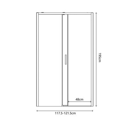 Porte de douche coulissante l.120 x H.195 cm, verre transparent, profilés doré, GoodHome Ledava