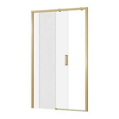 Porte de douche coulissante l.120 x H.195 cm, verre transparent, profilés doré, GoodHome Ledava
