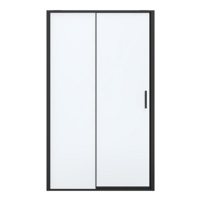 Porte de douche coulissante l.120 x H.195 cm, verre transparent, profilés noir, GoodHome Evanna