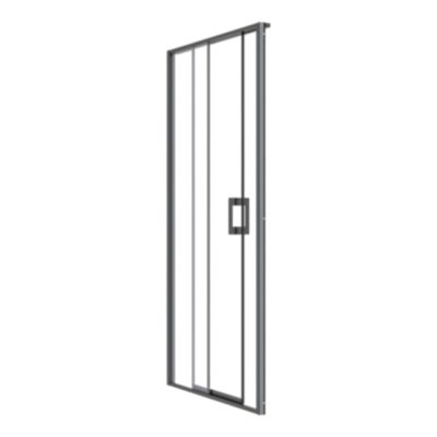 Porte de douche coulissante l.120 x H.195 cm, verre transparent, profilés noir, GoodHome Evanna