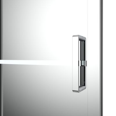 Porte de douche coulissante l.140 x H.195 cm, bandes miroir, profilés alu chrome, GoodHome Ledava