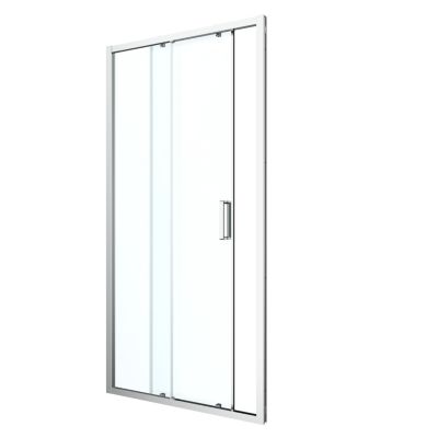 Porte de douche coulissante l.140 x H.195 cm, verre transparent, profilés alu chrome, GoodHome Ledava