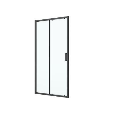 Porte de douche coulissante l.140 x H.195 cm, verre transparent, profilés alu noir, GoodHome Ledava