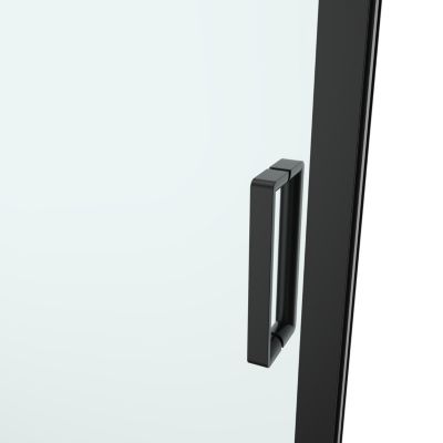 Porte de douche coulissante l.140 x H.195 cm, verre transparent, profilés aluminium noir, GoodHome Ledava