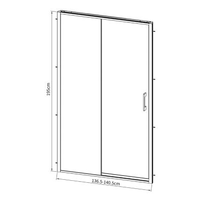 Porte de douche coulissante l.140 x H.195 cm, verre transparent, profilés noir, GoodHome Evanna
