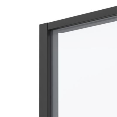 Porte de douche coulissante l.140 x H.195 cm, verre transparent, profilés noir, GoodHome Evanna