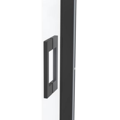 Porte de douche coulissante l.140 x H.195 cm, verre transparent, profilés noir, GoodHome Evanna