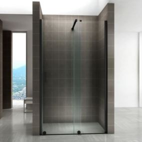 Porte de douche coulissante NAPOLIBLACK H.200 x L. 120 cm verre transparent 8 mm - Saniverre