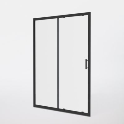 Porte de douche coulissante noir GoodHome Beloya transparente 120 cm