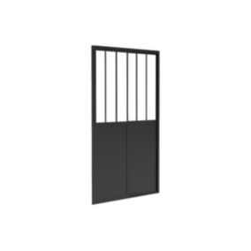 Porte de douche coulissante noir mat style atelier - 140 x 195 cm - URBANIK