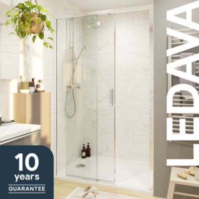Porte de douche coulissante PMR l.120 x 195 cm, profilés finition chrome, GoodHome Ledava