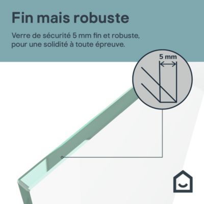 Porte de douche coulissante spéciale petits espaces l. 80 x H. 190 cm, verre transparent, profilés alu chrome, GoodHome Maza