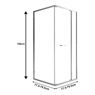 Porte de douche coulissante spéciale petits espaces l. 80 x H. 190 cm, verre transparent, profilés alu chrome, GoodHome Maza