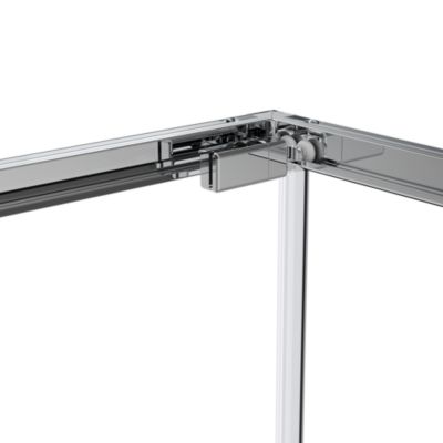 Porte de douche coulissante spéciale petits espaces l. 80 x H. 190 cm, verre transparent, profilés alu chrome, GoodHome Maza