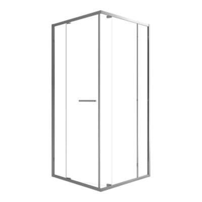 Porte de douche coulissante spéciale petits espaces l. 80 x H. 190 cm, verre transparent, profilés alu chrome, GoodHome Maza