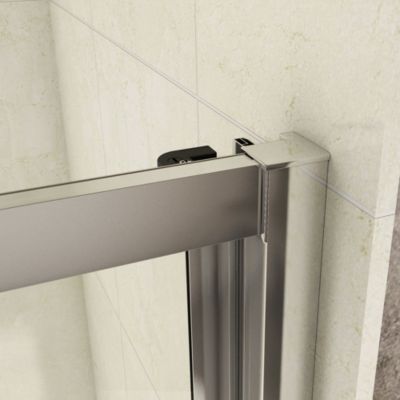 Porte de douche coulissante verre trempé clair Ep.6mm - 140x195cm - 3 volets - Chromé - Réversible - Installer en niche