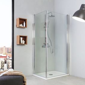 Porte De Douche D'angle 70X90 Deux Portes Avec Fermeture À Charnière - Cristal