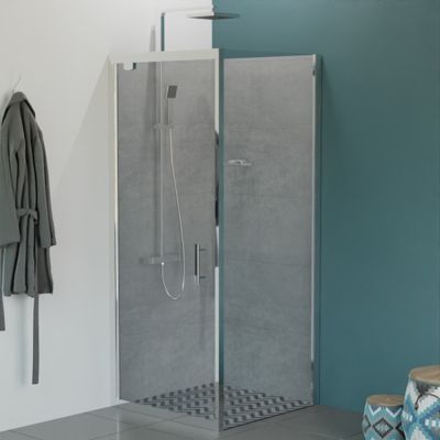 Porte de douche d'angle 80x80 cm avec retour fixe NERINA