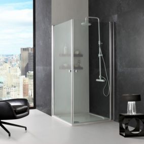 Porte De Douche D'angle Avec Deux Portes Battantes De 90 Cm - Cristal