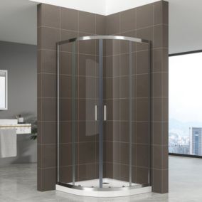 Porte de douche d'angle coulissante TIBY H.190 cm 1/4 de cercle verre transparent 80 x 80 cm + receveur - Saniverre