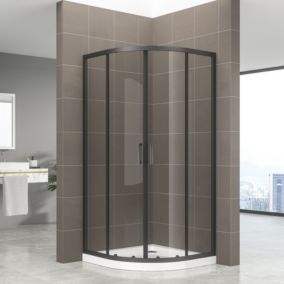 Porte de douche d'angle coulissante TIBYBLACK H.190 cm 1/4 de cercle verre transparent 80 x 80 cm + receveur - Saniverre