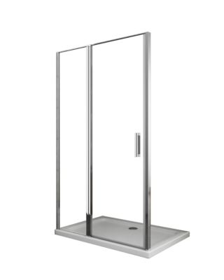 Porte de douche de 6 mm avec un petite paroi et une porte à battant dans la même ligne - 117-120 cm