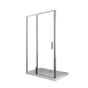 Porte de douche de 6 mm avec un petite paroi et une porte à battant dans la même ligne - 97-100 cm