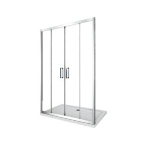 Porte de douche de 6 mm pour installation en niche avec quatre portes et ouverture centrale H.190 -153-158