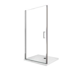 Porte de douche de 8 mm à battant pour installation en niche H.200 réversible - 64-68 cm