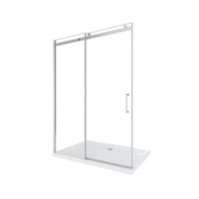 Porte de douche de 8 mm pour installation en niche H.190 avec ouverture coulissante et rèversible - 110 cm