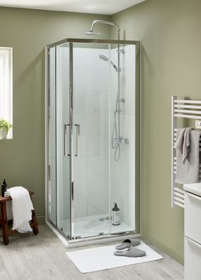 Porte de douche en angle Cooke & Lewis Zilia transparent 80 cm